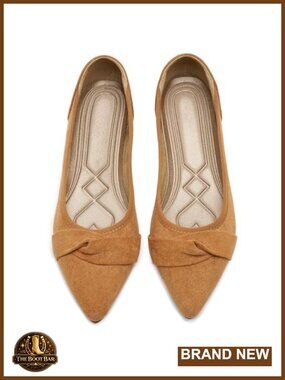 Pointed Toe Bow Flats Faux Suede Ballet Shoes Dressy